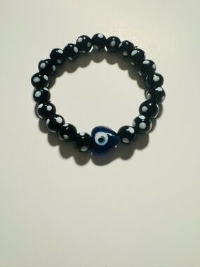 Black contadiodju Evil Eye Stretch Bracelet